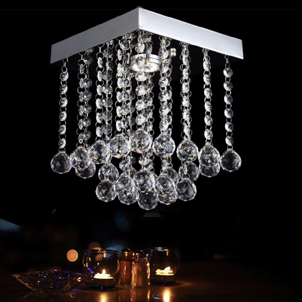

LAMPLAB Pendent Lamp Ceiling Chandelier Lights G4Modern K9 Crystal LED Square Modern Chrome Living Room Loft Decor ceiling lamp