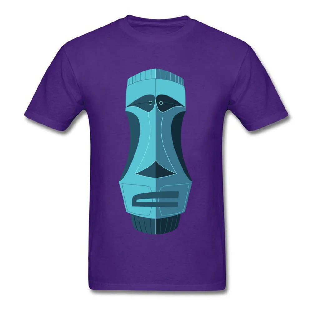 Blue Tiki Casual T Shirt for Male 100% Cotton ostern Day Tops T Shirt Family Clothing Shirt Short Sleeve High Quality O Neck Blue Tiki purple