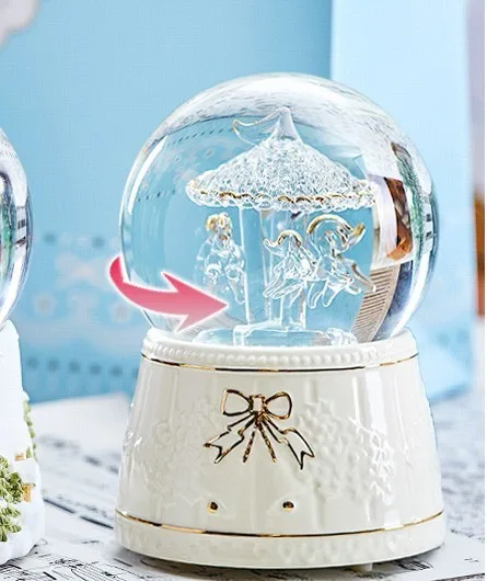 Рождественский подарок снежный шар музыкальная шкатулка в виде хрустального шара, деревянный Bluetooth динамик
