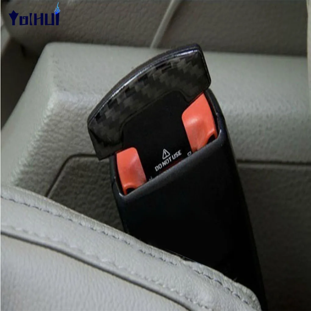 2pcs Universal Vehicle Mounted Carbon Fiber Car Safety Seat Belt Buckle