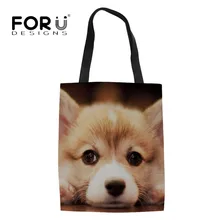 FORUDESIGNS/экологичные женские сумки для покупок, милые животные, собака, корги, узор, женские холщовые сумки для покупок, роскошные сумки на плечо