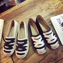 Мокасины соломы рыбак обувь женская обувь на плоской подошве женская летняя повседневная обувь лоферы