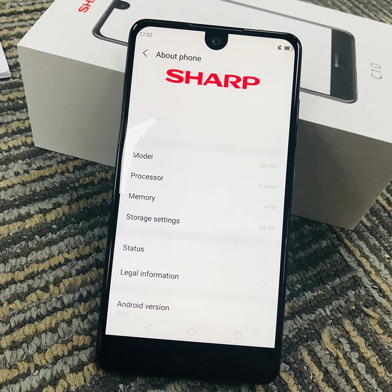 Смартфон SHARP AQUOS C10 S2, Android 8,0, 4 Гб+ 64 ГБ, 5,5 дюйма, FHD+ Восьмиядерный процессор Snapdragon 630, Face ID, NFC, 12 МП, 2700 мА/ч, 4G, мобильный телефон