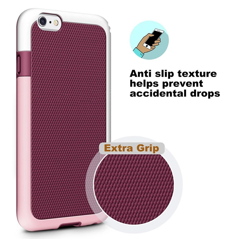 Funda resistente a prueba de golpes de impacto híbrida de alta resistencia para iPhone 8 7 6 6 S Plus funda dura PC + fundas de teléfono de silicona de goma suave Funda resistente a prueba de golpes de impacto híbrida de alta resistencia para iPhone 8 7 6 6 S Plus funda dura PC + fundas de teléfono de silicona de goma suave