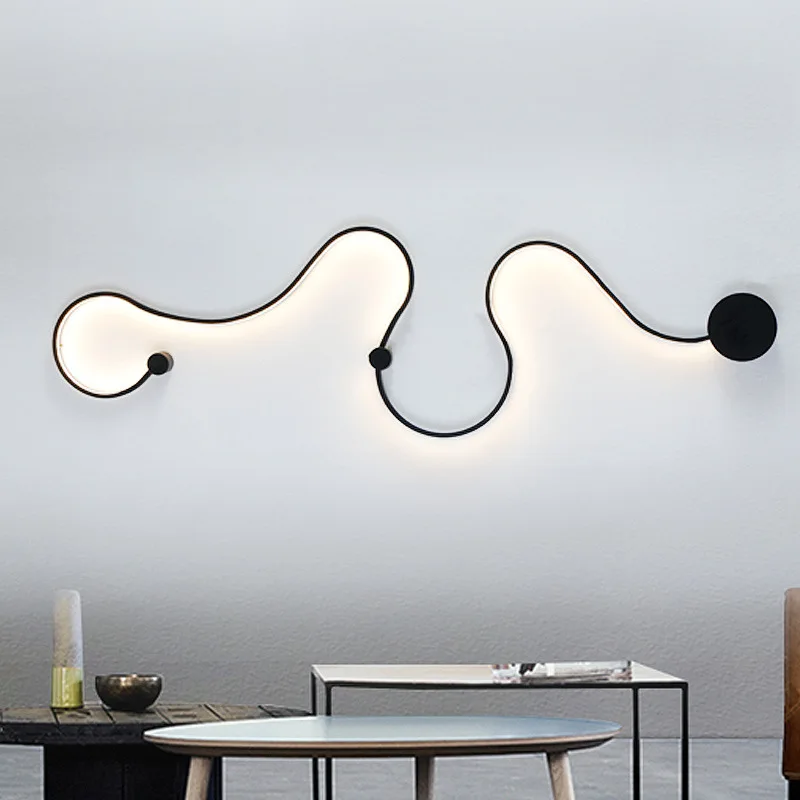 Современный минималистичный креативный настенный светильник черного/белого цвета с железной краской, светодиодный светильник для гостиной, спальни, AC96-265V, украшение, светодиодный светильник «сделай сам»