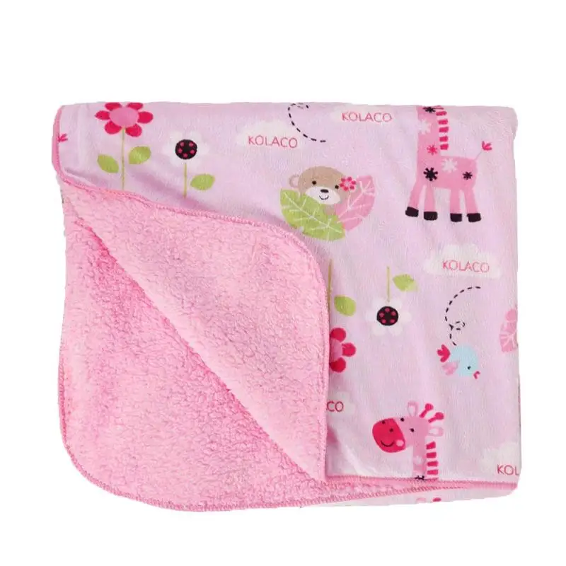 

Baby Blanket Cartoon Animal Print Thicken Baby Stroller Blanket Newborn Swaddling Double Layer Bedding