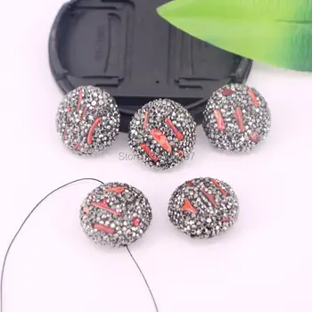 

8Pcs Red Coral Stone Beads With Pave Rhinestone Connector Spacer Beads For DIY Making Bracelet necklace Jewelry