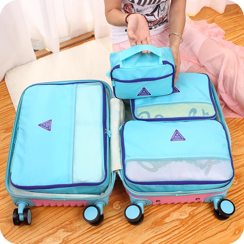 (4 pieces/lot)Travel luggage organizer bag insert clear waterproof mesh