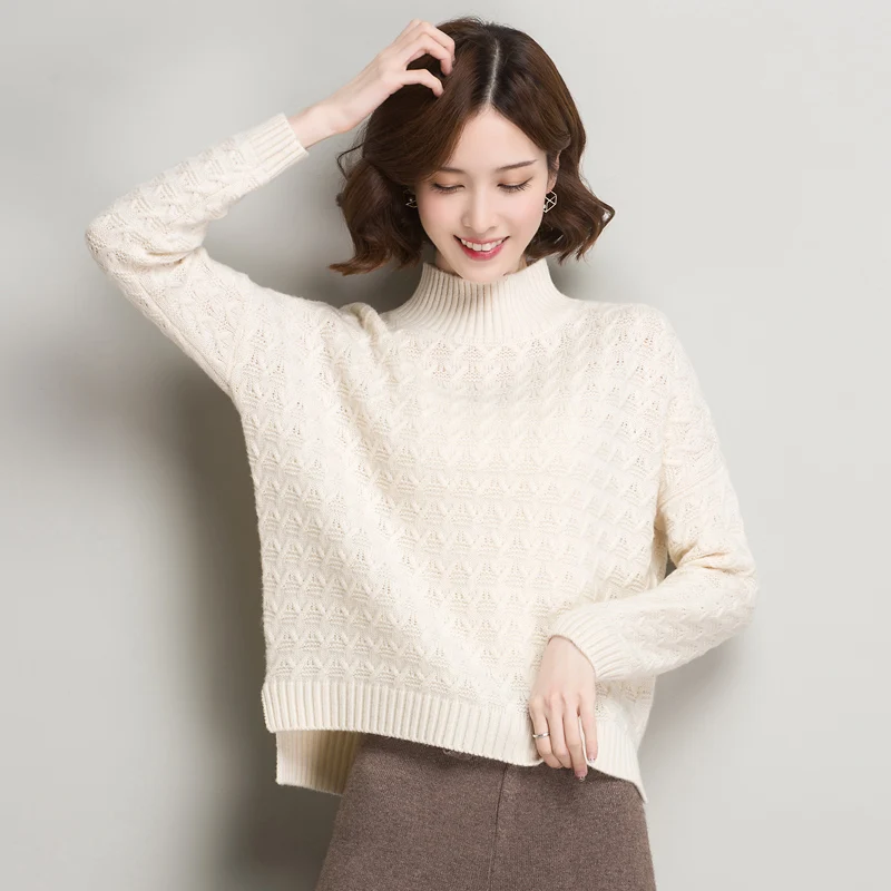 ^*Best Offers 2XL Brand Wool Blend Thicken Sweater Fall Winter Women Knit Sweater New Solid Color Herringbone Pattern Pullover Sweater Female ^*Best Offers 2XL Brand Wool Blend Thicken Sweater Fall Winter Women Knit Sweater New Solid Color Herringbone Pattern Pullover Sweater Female