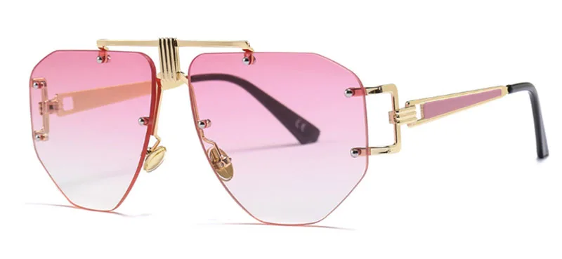 Женские очки shauna без оправы Солнцезащитные очки больших размеров мужские градиентные солнцезащитные очки - Цвет линз: Pink