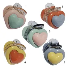 Японские корейские милые мини-заколки для волос с челкой, захватывающие контрастные кремовые цветные персиковые заколки с сердечками, пластиковая шпилька для укладки волос