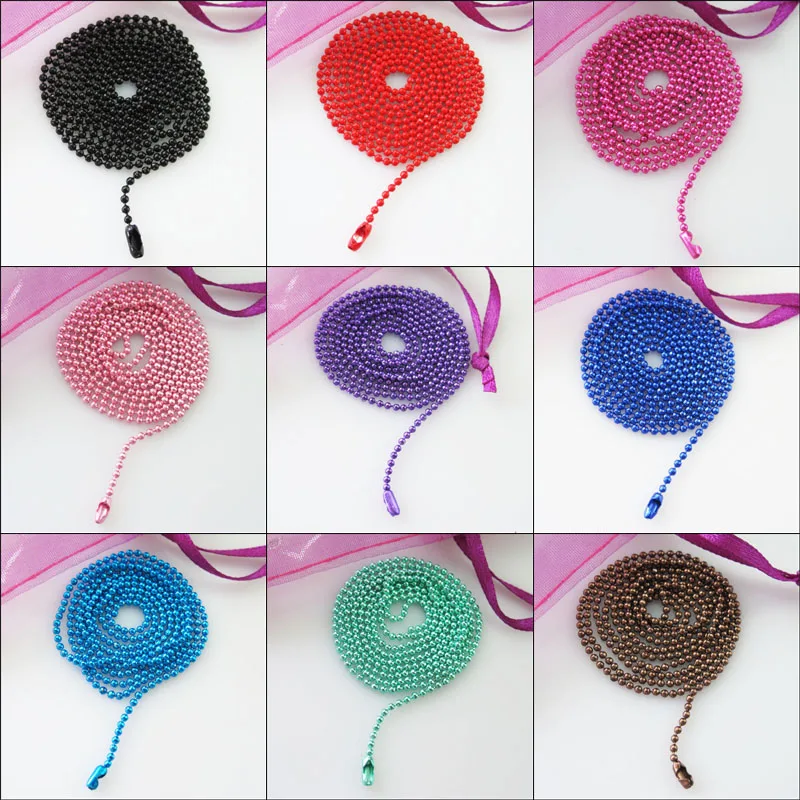 

Fashion 3Strands Ball Chain Necklace 1.5mm Beads W/Connector 70cm Colours