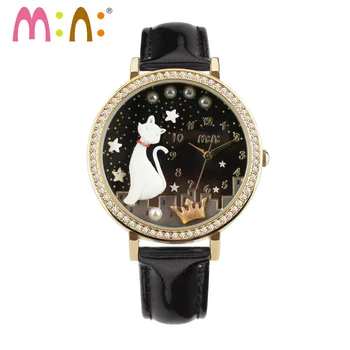 

Reloj Mujer M:N: Women Watches Waterproof Ladies Handmade 3D Cat Gold Silver Quartz Wrist Watch Fashion Clock Relogio Feminino