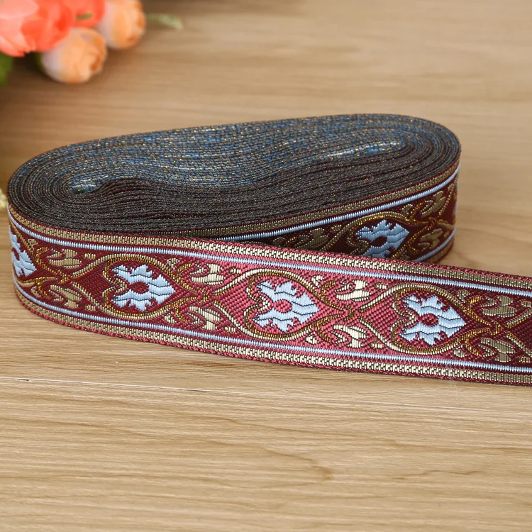 

Free Shipping 3.3cm Colorful National Wind Jacquard Ribbon Wedding Party Decoration Gift Craft Sewing Ribbon Cloth DAZ018