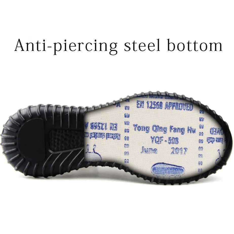 الرجال تنفس أحذية أمان الصلب اصبع القدم حذاء برقبة للعمل الرجال في الهواء الطلق منع ثقب الصلب أسفل البناء سلامة الأحذية