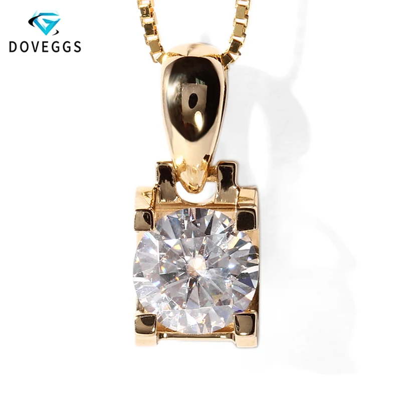 DovEggs Подлинная 18K 750 желтое золото 1 карат F цвет Moissanite горка кулон ожерелье для