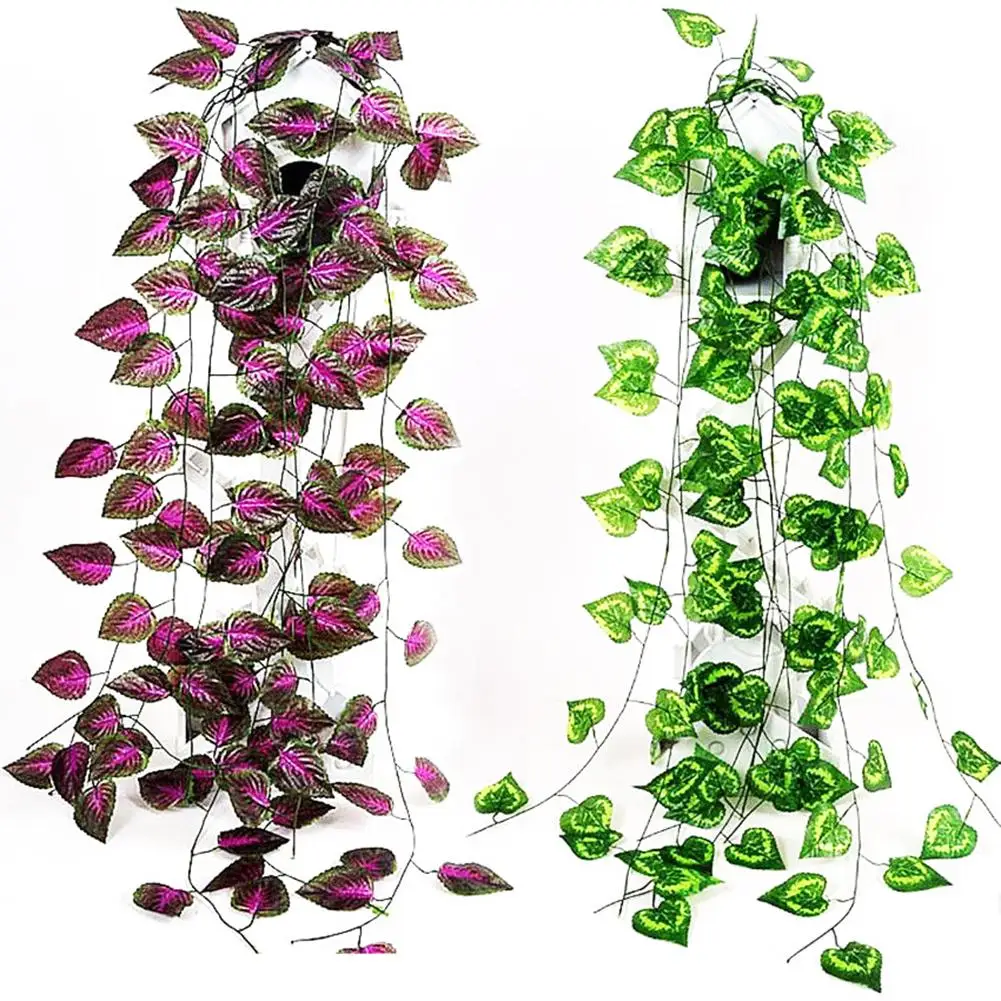 

1 Pc Artificial Fake Plant Leaves Hanging Vine Decoration Vivid Rattan Leaf Garland Garden DIY Stage Party Wedding Decor