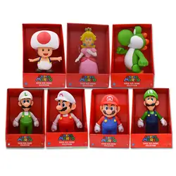 7 видов стилей Аниме Figura Super Mario Bros Марио Луиджи Йоши Жаба Принцесса Персик ПВХ фигурка Коллекционная кукла модель игрушки для малышей