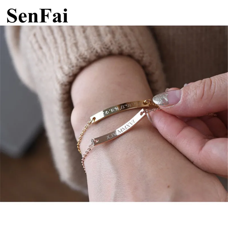 

Senfai Name Bracelets Bangles for women men Engrave Custom Monogram Initial Handwriting Unice Unicorn Cufff Bracelet Bangle Gift