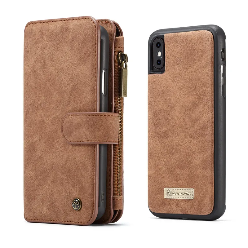 Многофункциональный кожаный раскладной бумажник чехол для iPhone 7/6/6 S/8 Plus XS Max XR X 5S SE 5 для samsung S10 S8 S9 плюс S10e Note 8 9 пакета(ов - Цвет: Brown