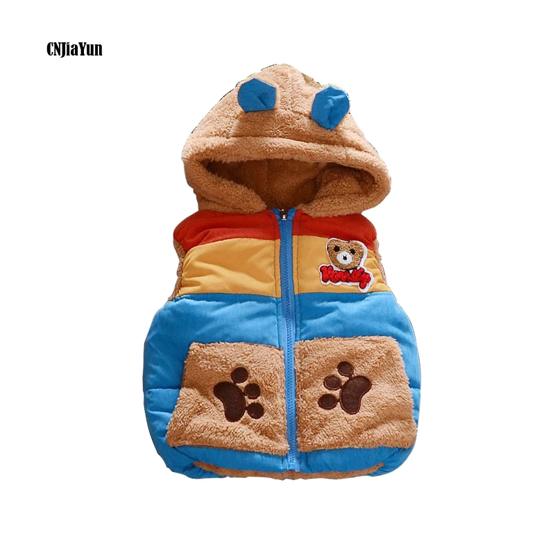 

2017 New Baby Boys Girls Vest Winter Warm Kids Coat Cartoon Cotton Bear thicken Hooded Boys Jacket Casual Children's Clothing
