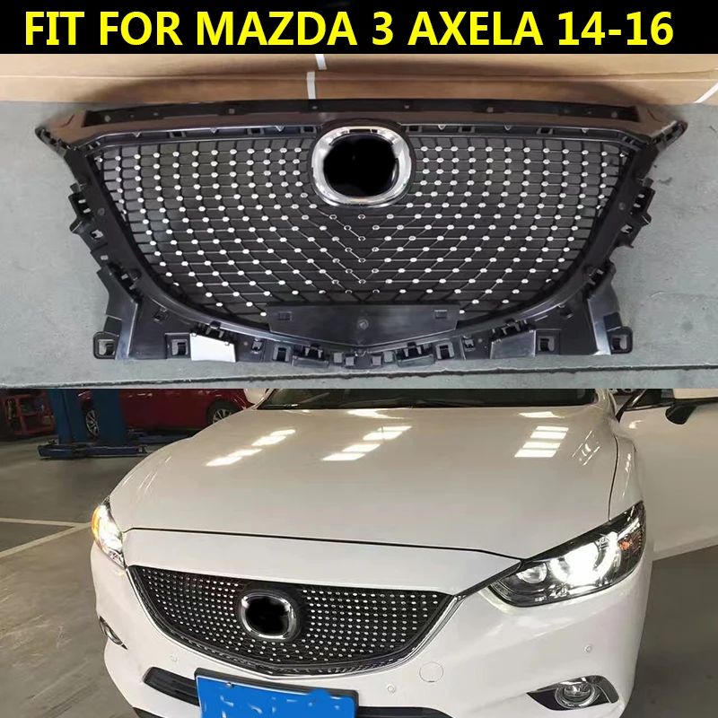 Подходит для MAZDA 3 AXELA 2014 2016 Модифицированная Алмазная Передняя гоночная решетка