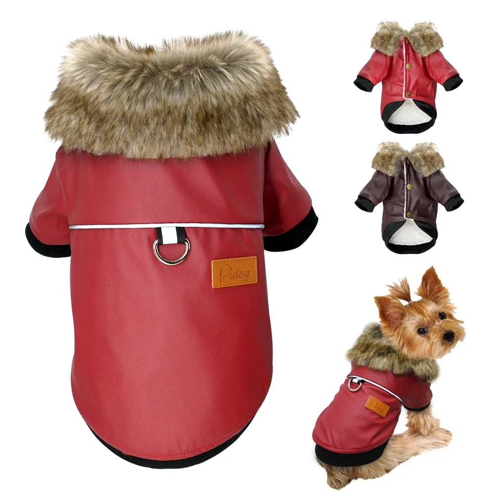 Dog Leather Jacket with Harness | Waterproof Dog Leather Jacket | Winter Coats for Dog