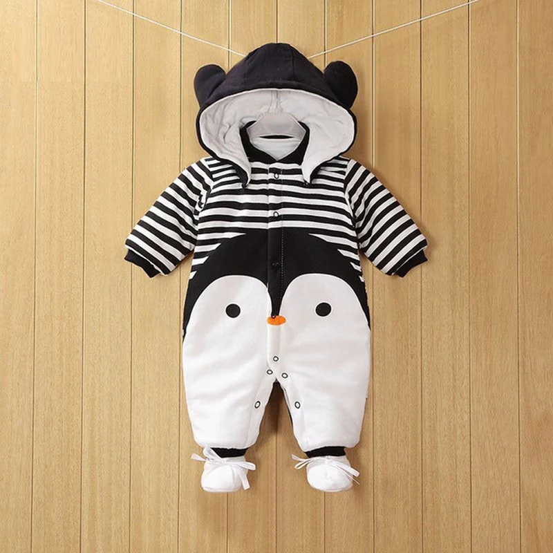 

New Baby Clothes Detachable Newborn Baby Cotton One-piece Thick Hooded Baby Warm Winter Clothes Baby Romper Animal Style