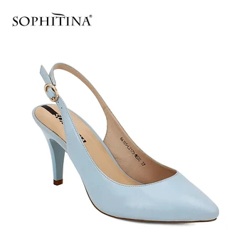 

SOPHITINA Sexy Lady Work Party Sheepskin Buckle Back Strap Sandals High Thin Heel Wedding Sandals Elegant Shoes Woman S09