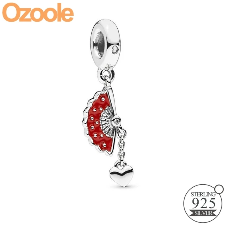 

2019 NEW Authentic 925 Sterling Silver Spanish Fan Dangle Enamel Charms Fit Pandora Original European Pendant Bracelet Jewelry