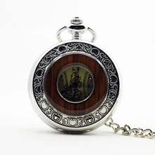 Серебряные модные Стальные Деревянные Механические карманные часы унисекс часы с ожерельем для мужчин и женщин часы reloj воротник