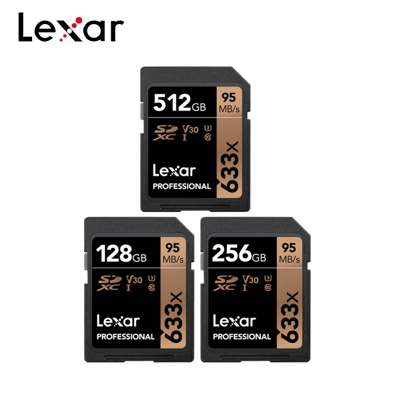 Дешевый Оригинальный Lexar SD карты 633x128 GB 64 GB U1 UHS I высокое Скорость 95 МБ с. Class 10 256 GB карта памяти для Full HD 1080 p 4 K Камера