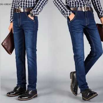 

Men's Stretch Jeans 2019 New Business Casual Slim Fit Denim Pants Black Blue Trousers Jeans Male Plus Size High Quality Jeans