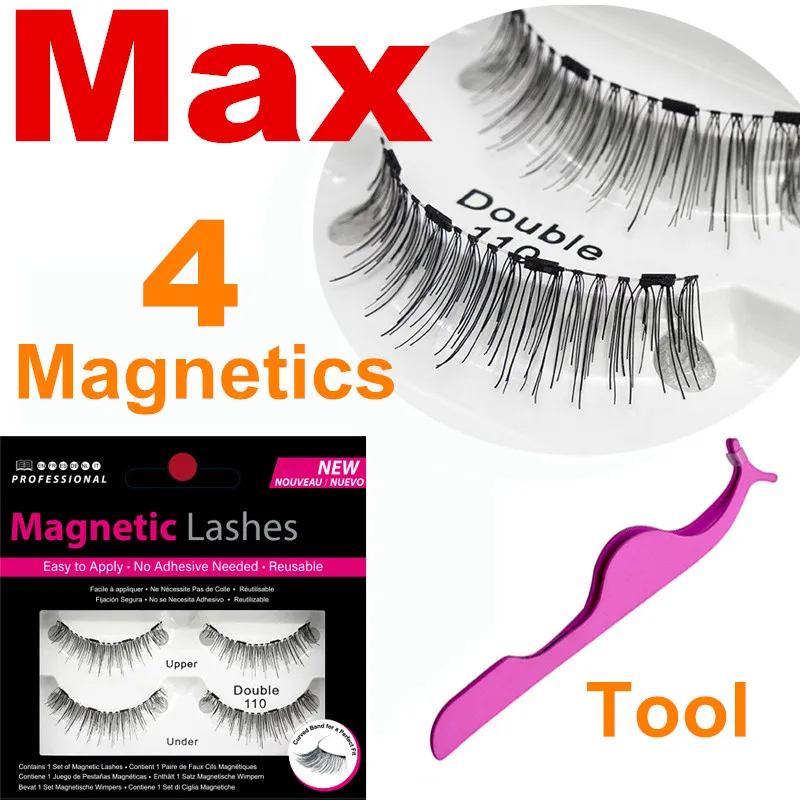 

Magnetic Eyelashes With 4 Magnets Handmade 3D Natural Long New 4 Magnetic Eyelashes Long Lasting False Eyelashes Magnet Lashes
