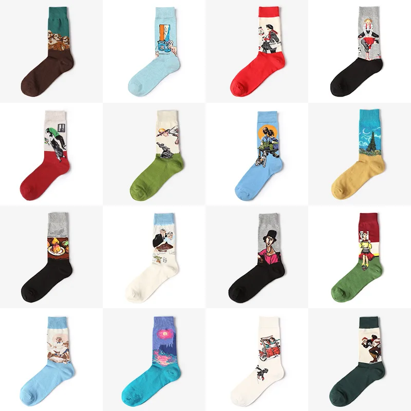 [COSPLACOOL] художественные носки Ван Гога с абстрактным рисунком маслом, мужские носки унисекс в стиле Харадзюку, хлопковые носки, новинка, забавные