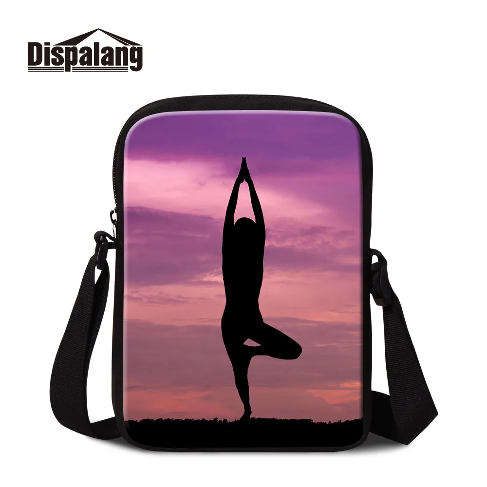 

Dispalang Mini Square Cute Crossbody Bag High Quality Printing Characters Yoga Picture on Flap Messenger Bags for Lady and Girls