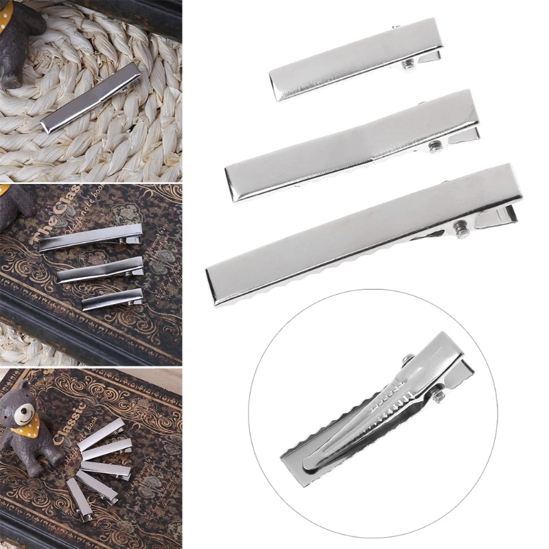 50Pcs Flat Single Prong Alligator Clips DIY Barrette Teeth Hair Clips Utility
