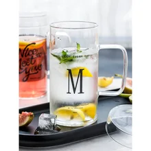 Буквы слова напечатанные воды стеклянная чашка с рукояткой высокая термостойкость Прозрачная Круглая сочная Кола питьевой стакан подарок