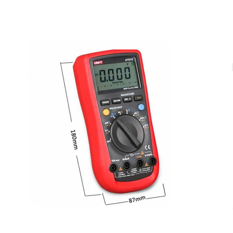 UNI-T Цифровой мультиметр UT61B ЖК-мультиметр AC/DC Напряжение Ток C/F Температура тест мультиметр автоматический диапазон