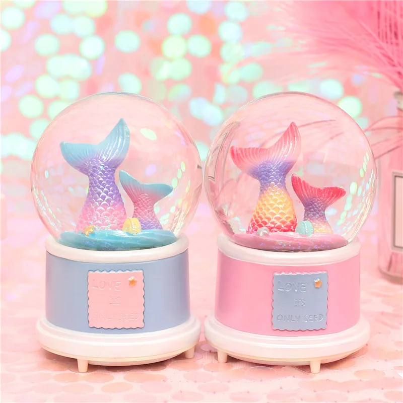 

Mermaid music box Snow crystal ball cute home living room decoration romantic grilfriend gift surprise kids gift new arrive