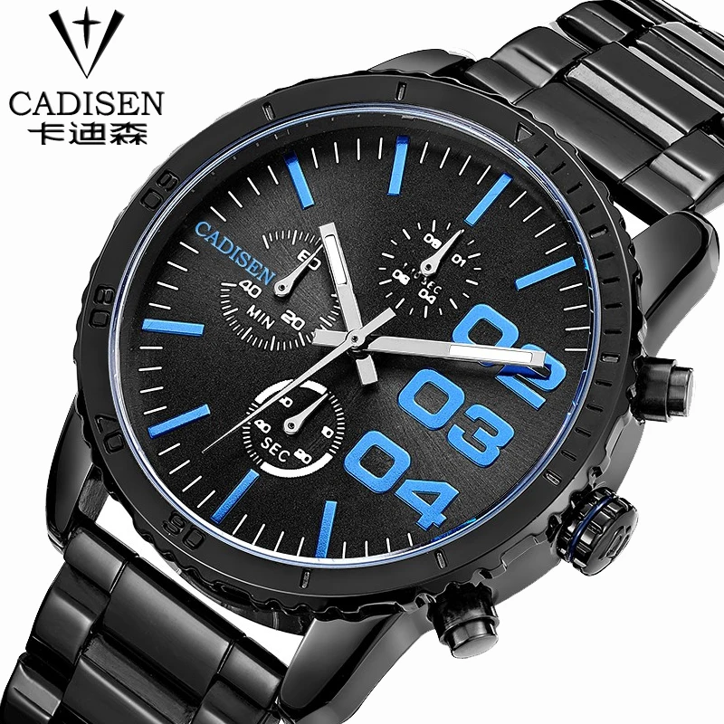 Cadisen часы мужчины luxury brand Швейцарский reloj relogio masculino военная кварцевые полный