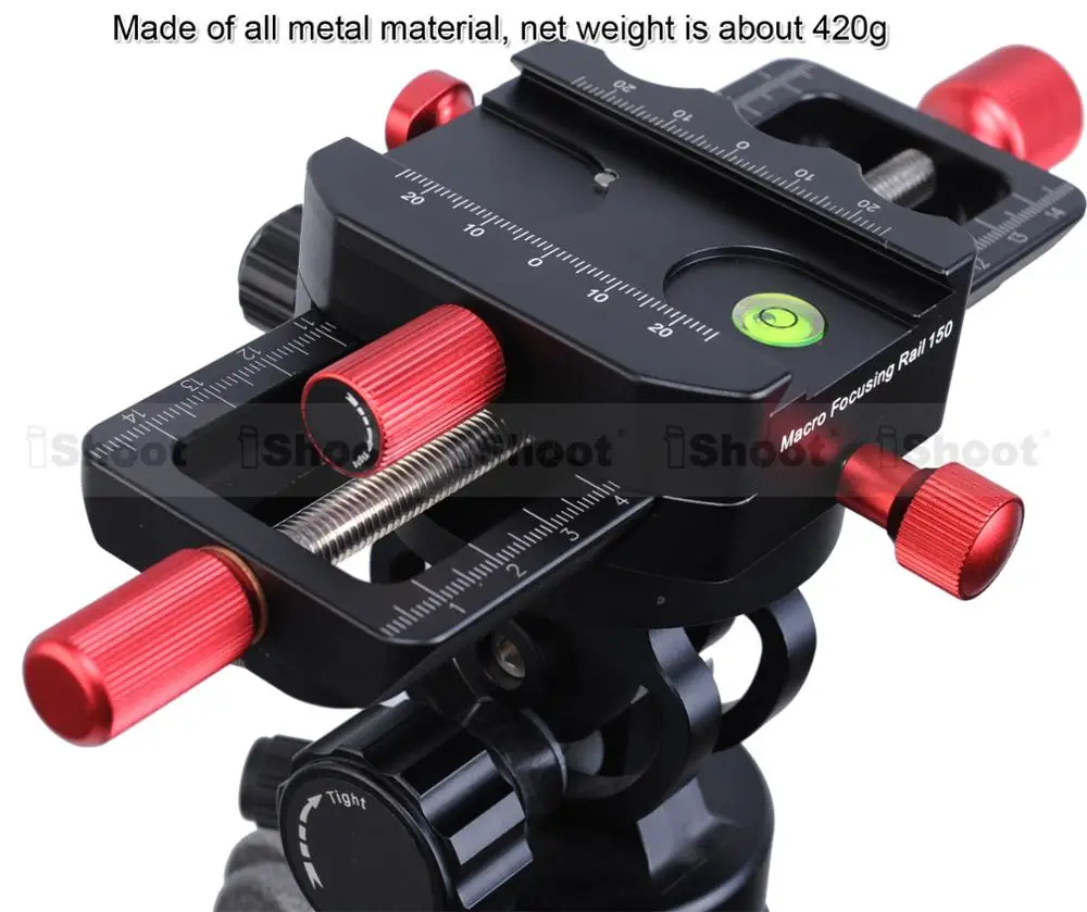 iShoot 150mm 4-way Macro Focusing Rail Slider Close-up Head With Arca-Swiss Fit Clamp Quick Release Plate for Tripod Ballhead