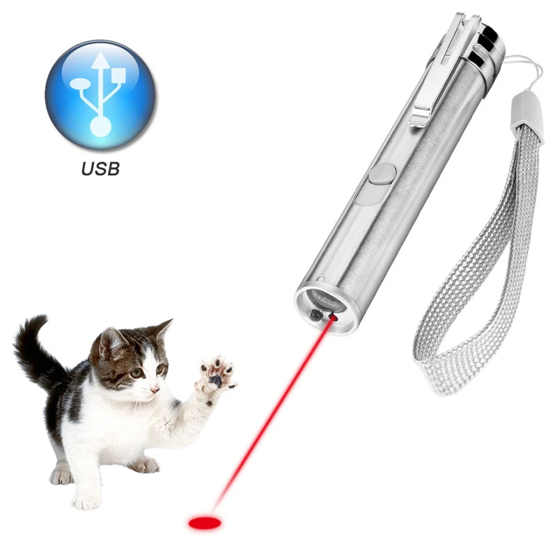 Cat Laser LED Pet Pointer Laser with 5 Interactive Images White LED Light Flashlight Pen and Purple UV Light Detection Tool 3 Modes