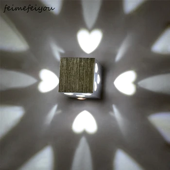 

Feimefeiyou lamparas led Modern Brief Cube heart Light Mounted 3W LED Wall Lamp indoor decoration Aluminum Wall Lights AC85-265V