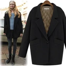 Manteau femme, европейский стиль, осень/зима, женское стеганое шерстяное пальто большого размера, простая верхняя одежда, casaco feminino