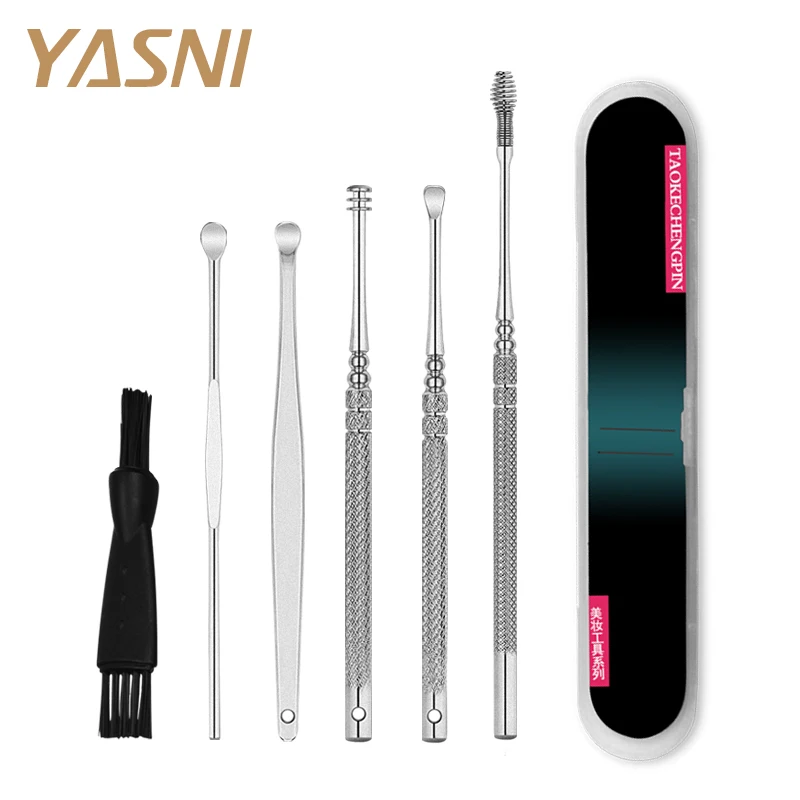 6Pc/Set Professional Stainless Steel Earpick Kits Ear Remover Cleaner