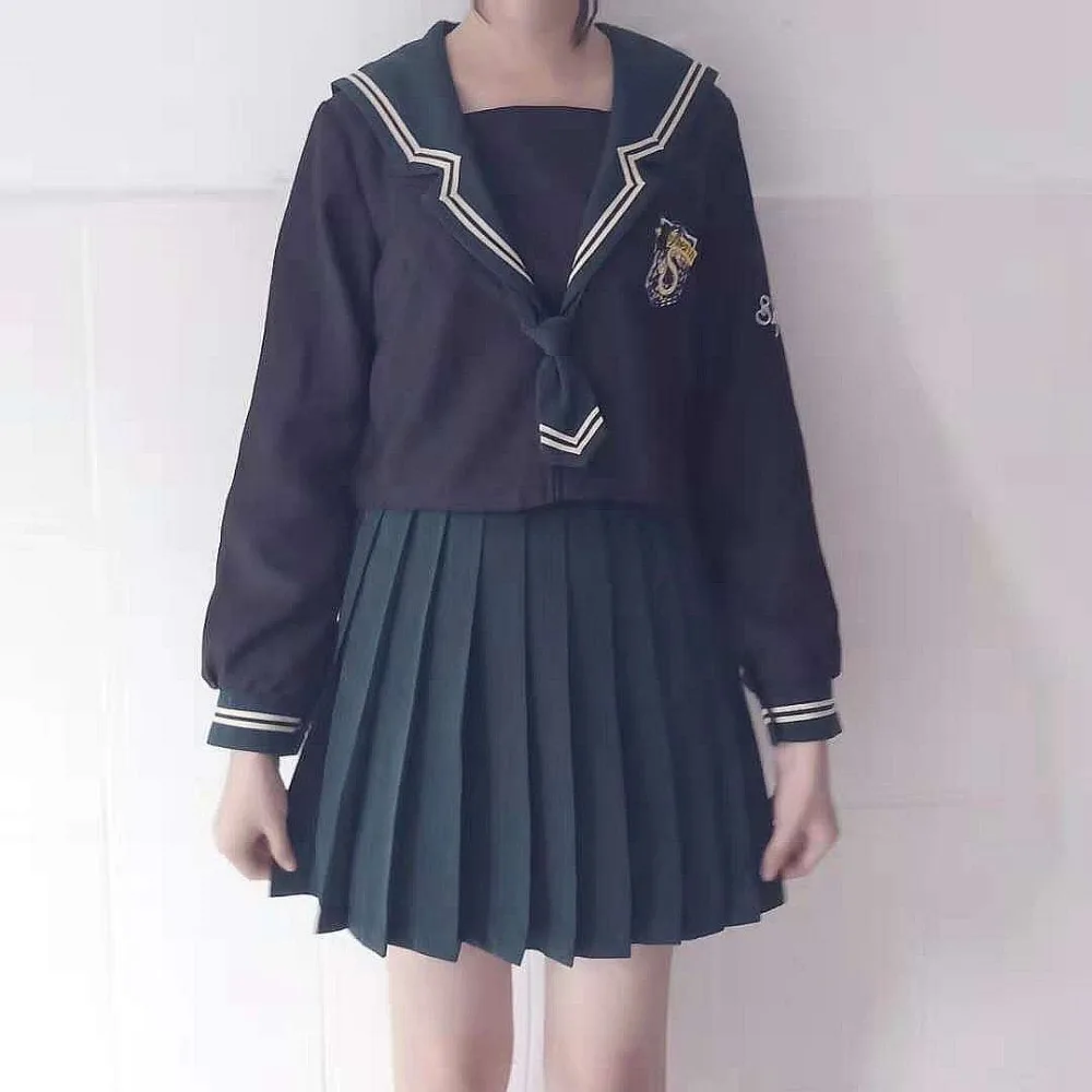 

UPHYD Japanese/Korean Navy School Uniforms Student Suit Cute Girls/Women Cosplay School Uniform Sailor Suits Top+Skirt+Tie W93