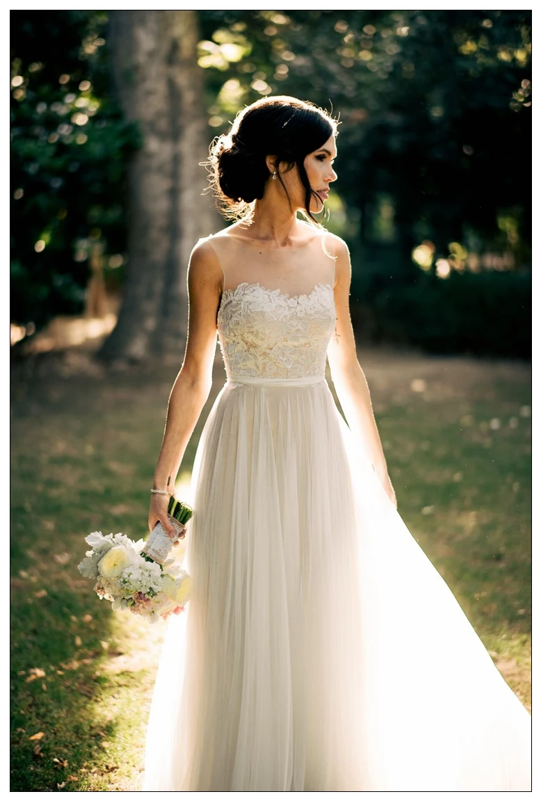 2016 Hot Sale Robe De Mariage Bridal Dress vestido de noiva A Line Cap Sleeve Backless Lace Bohemian bride Wedding | Свадьбы и