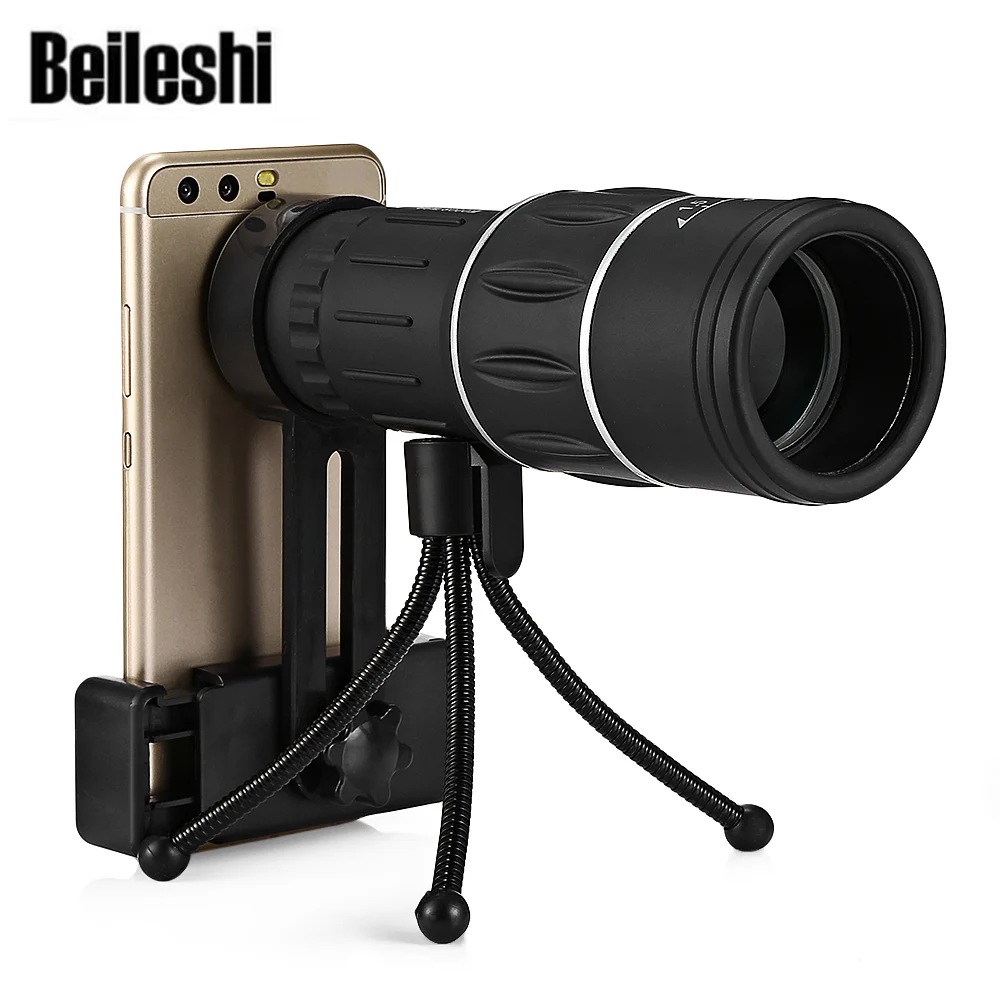 Beileshi 16x52 Mini Monocular Telescope 10X BAK4 Prism Dual Focus