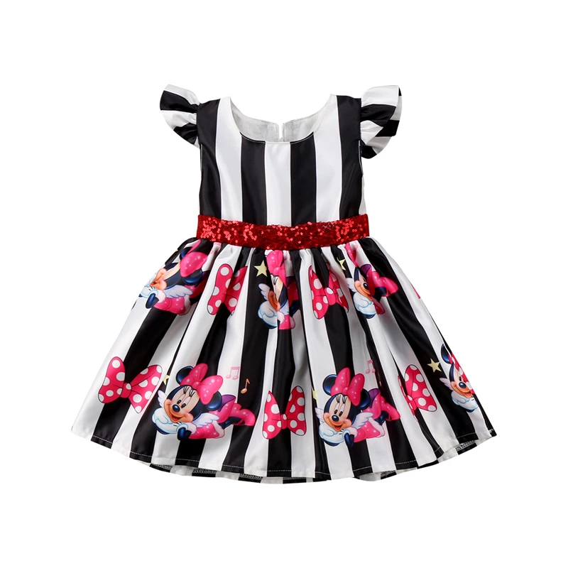 

Emmababy 0-4Y Kids baby girl dress summer Sequins bowknot striped flower Pageant Party Dresses baby girl Wedding Lace Tutu Dress
